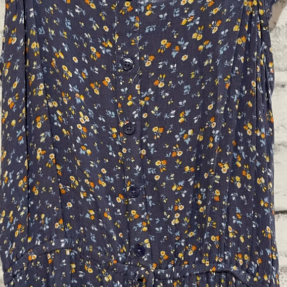 Arizona blue floral print sleeveless button front dress Medium - Picture 2 of 3